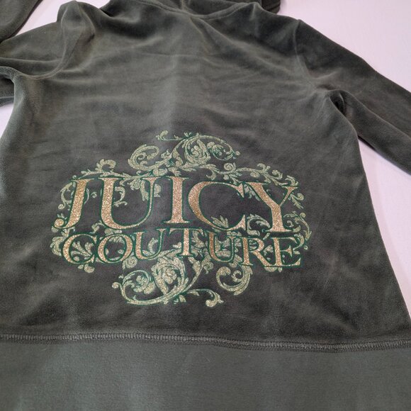 Juicy Couture Size Medium Olive Velour Jacket - Picture 10 of 14